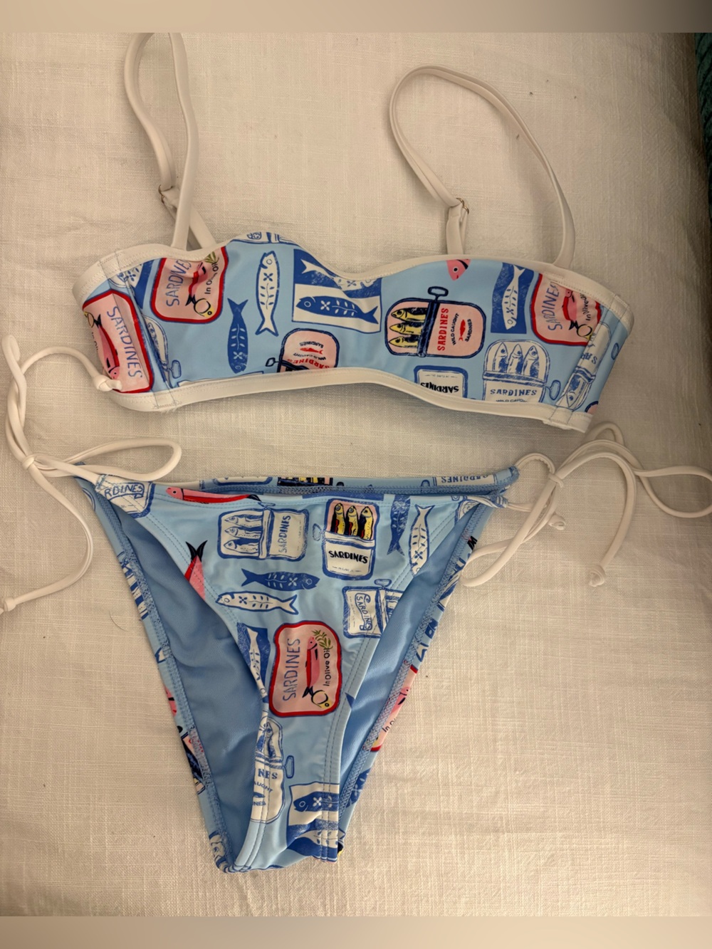 wild fable Light Blue Sardine-Print Girls Bikini Set